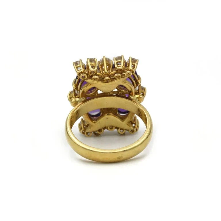 Ring - Gold, amethysts and diamonds - Image 3