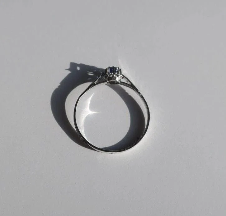 White gold sapphire solitaire ring and platinum - Image 6
