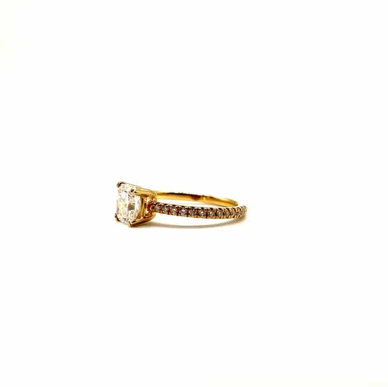 Ring - Solitaire 1.01 ct in rose gold and diamond 