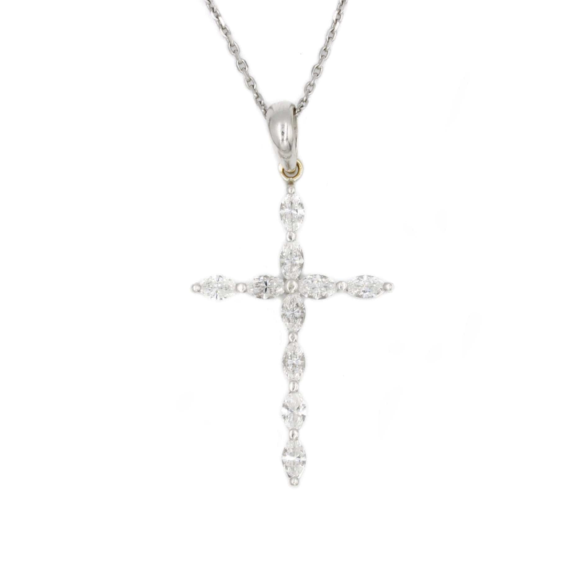Gold And Diamond Cross Pendant Necklace