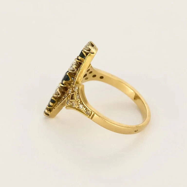 Prestige ring in yellow gold, sapphires, diamonds  - Image 4