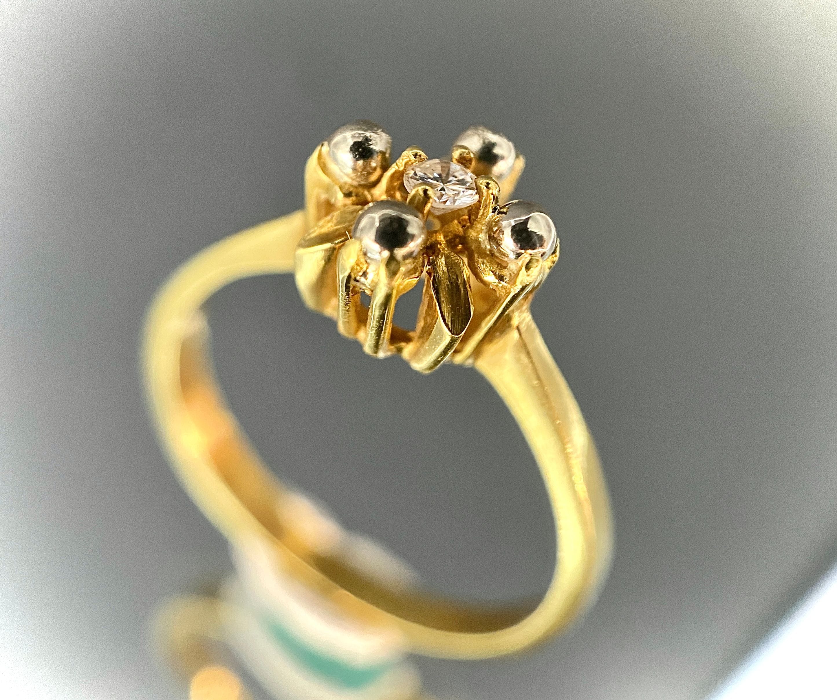 Art Nouveau ring in yellow gold with diamonds - Image 4