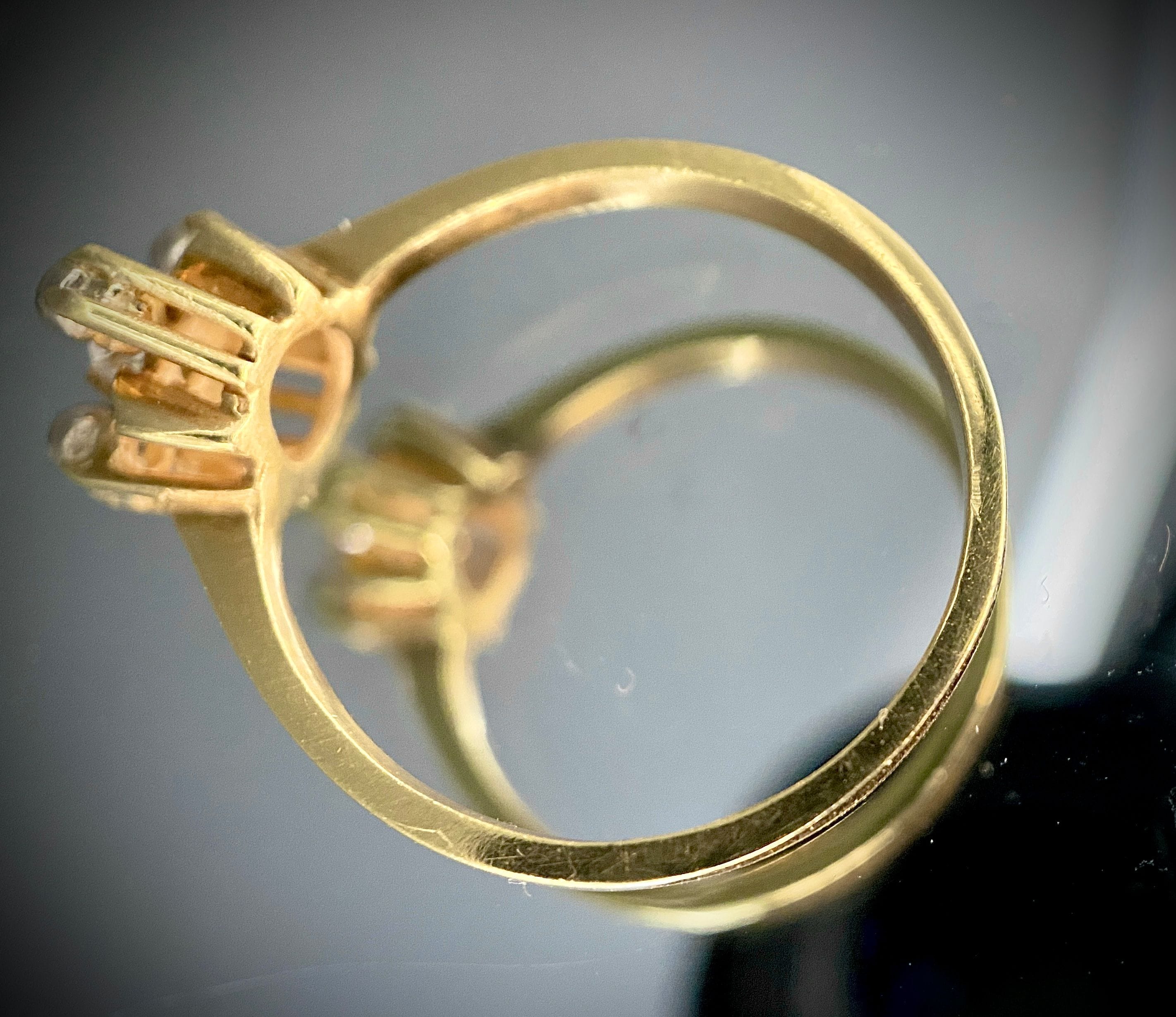 Art Nouveau ring in yellow gold with diamonds - Image 5
