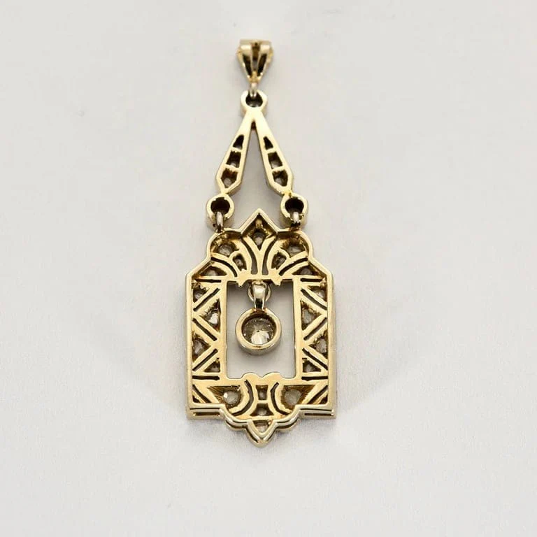 Antique yellow and white gold diamond pendant - Image 2