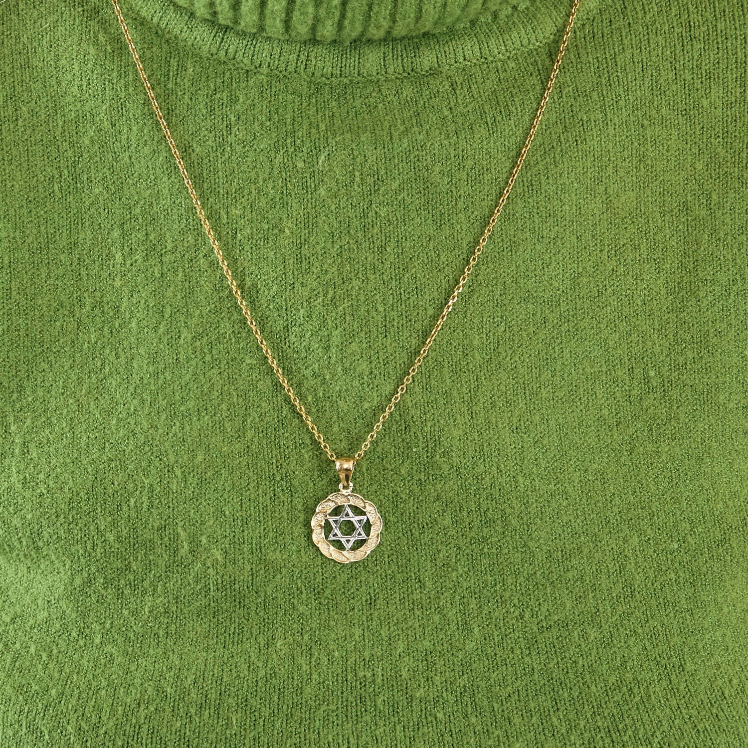 Yellow and white gold Star of David pendant - Image 2