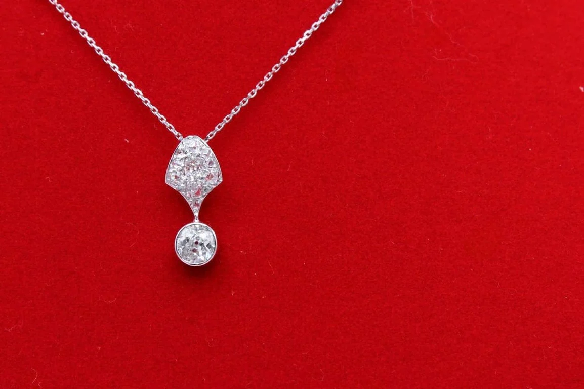 Pendant platinum diamonds circa 1925  - Image 2