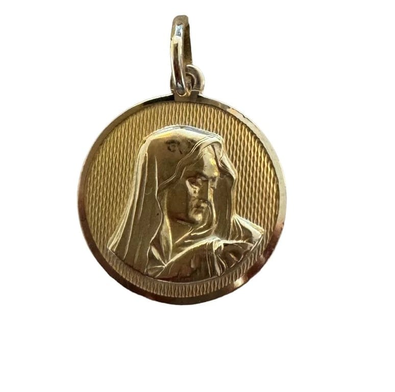 Yellow gold religious medal