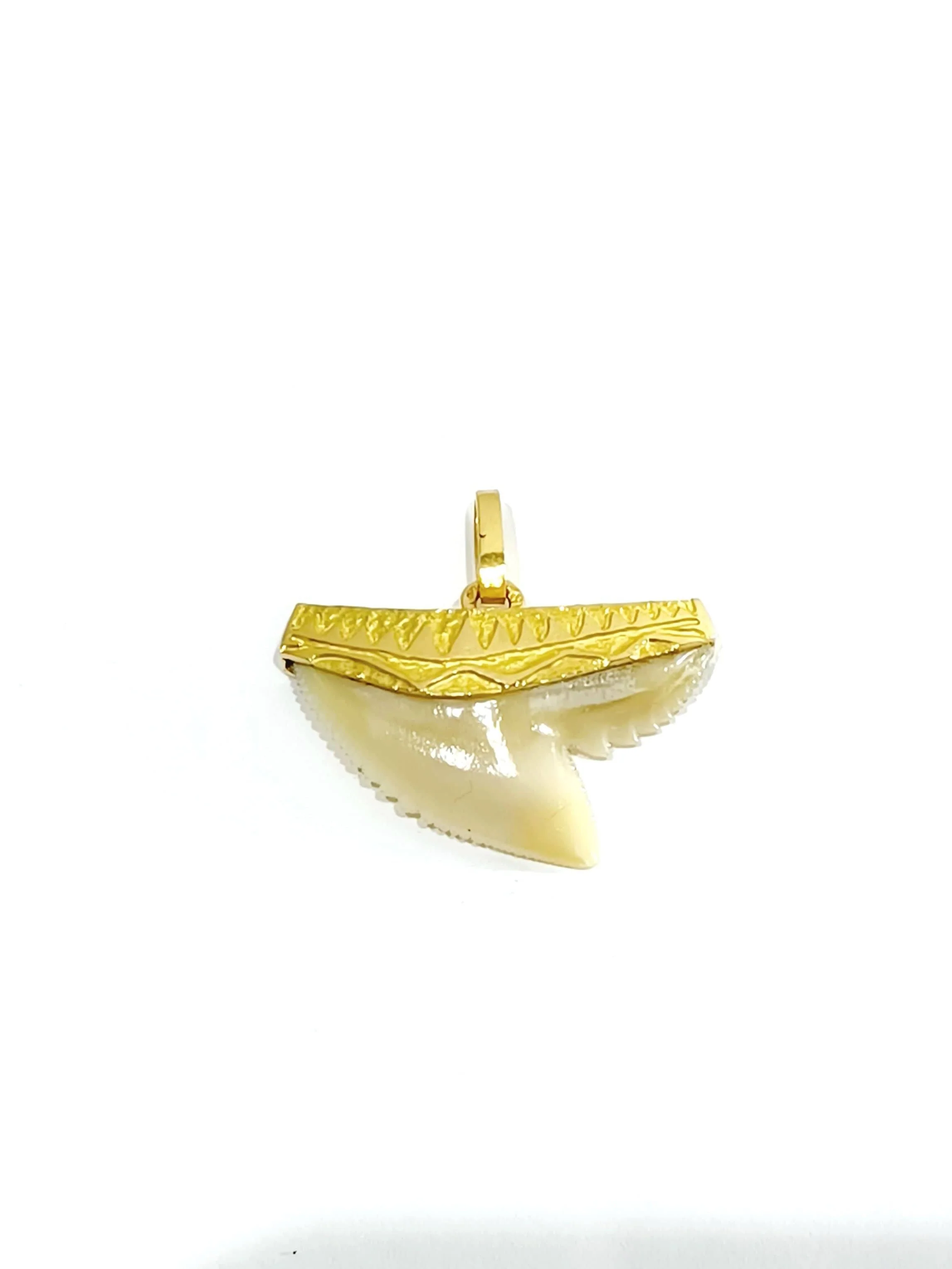 Yellow gold shark tooth pendant
