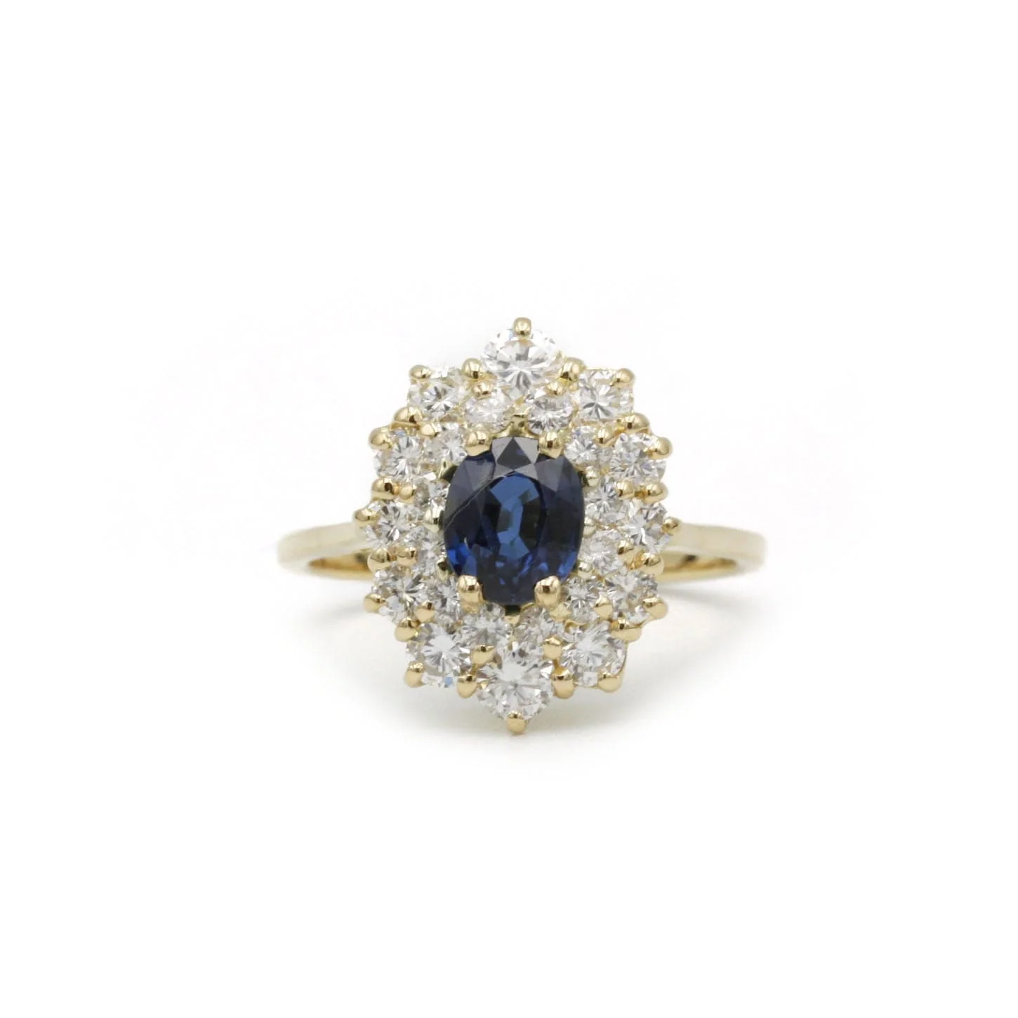 Gold sapphire diamond ring
