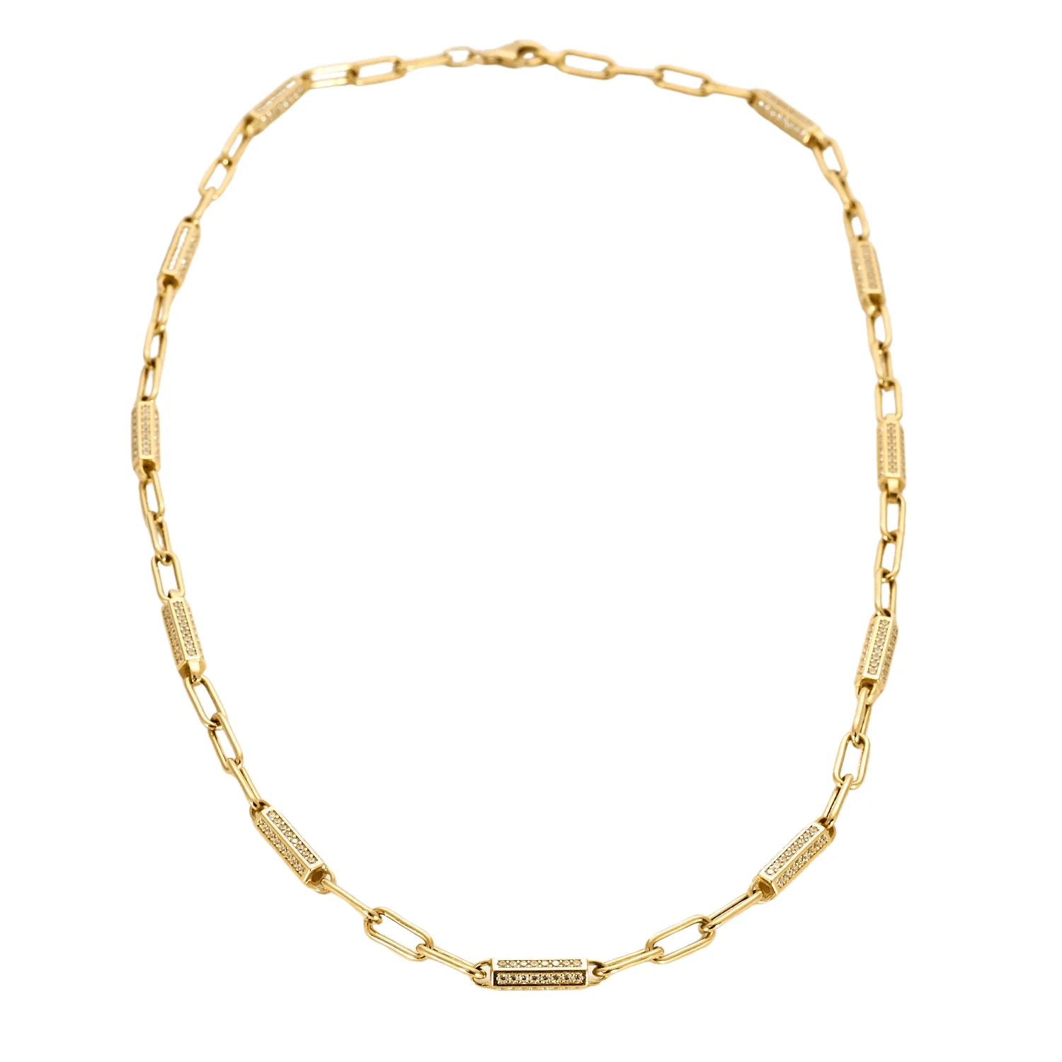 Alternating mesh necklace in yellow gold