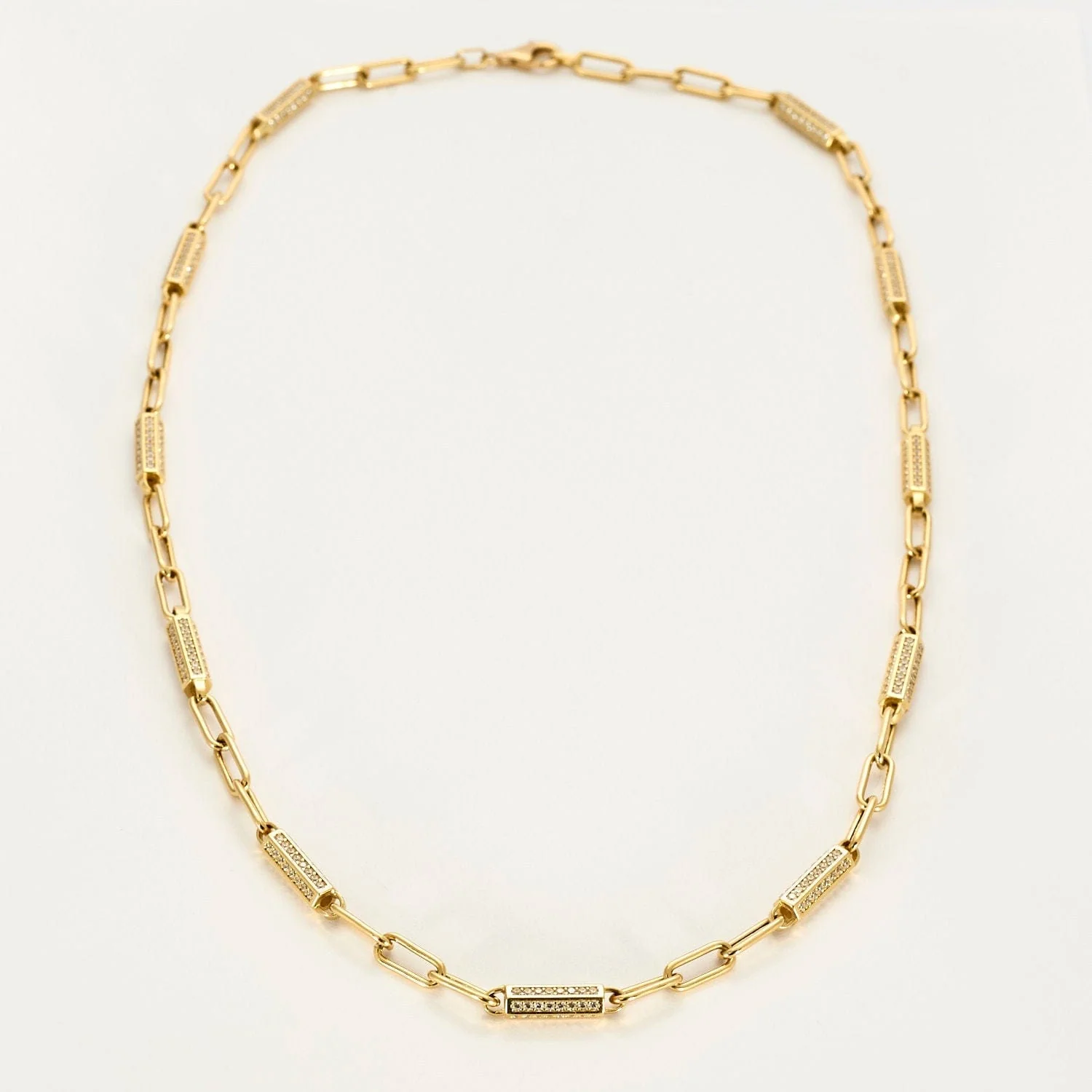 Alternating mesh necklace in yellow gold - Image 3