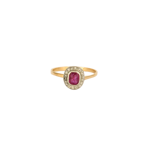 Yellow gold ruby diamond ring