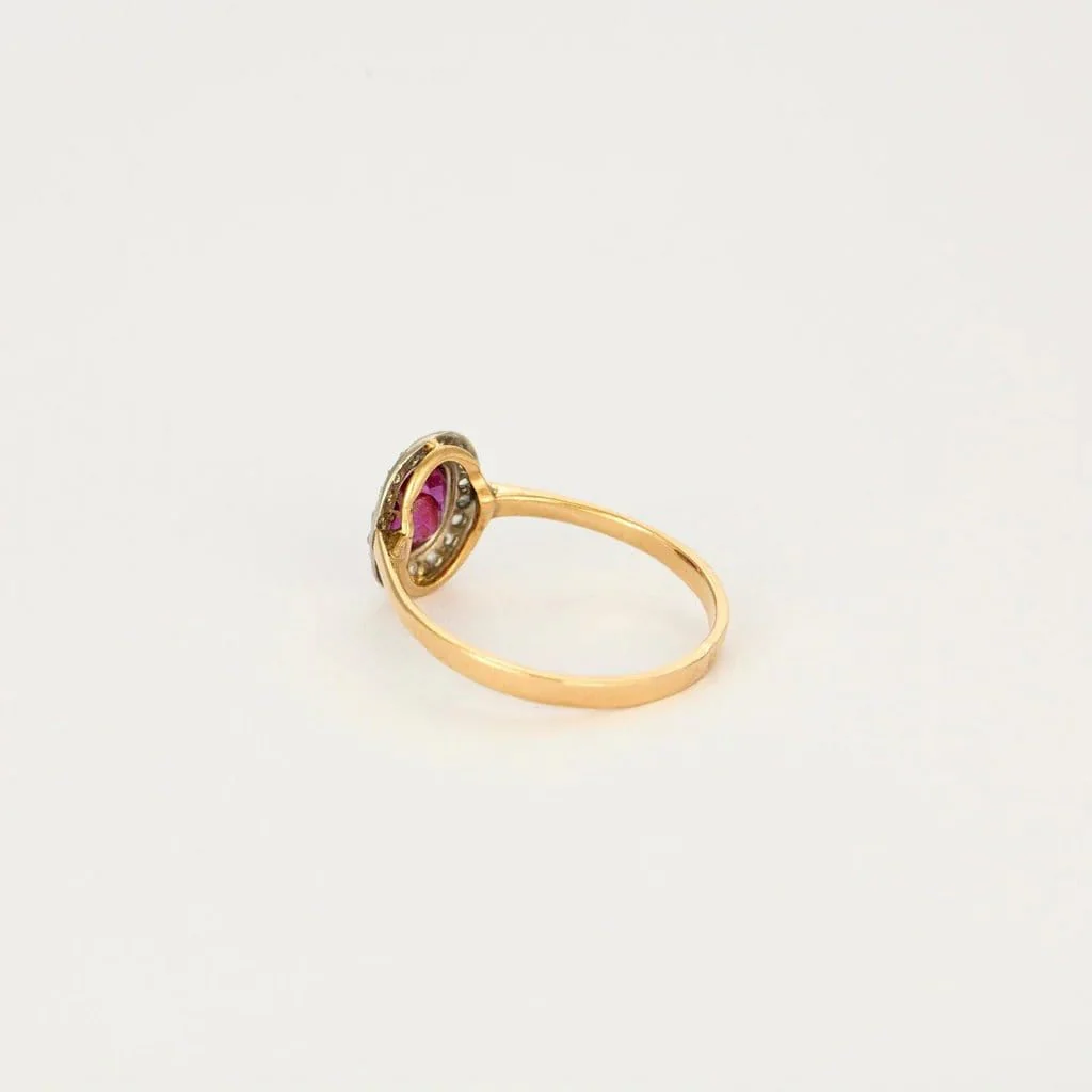 Yellow gold ruby diamond ring - Image 5