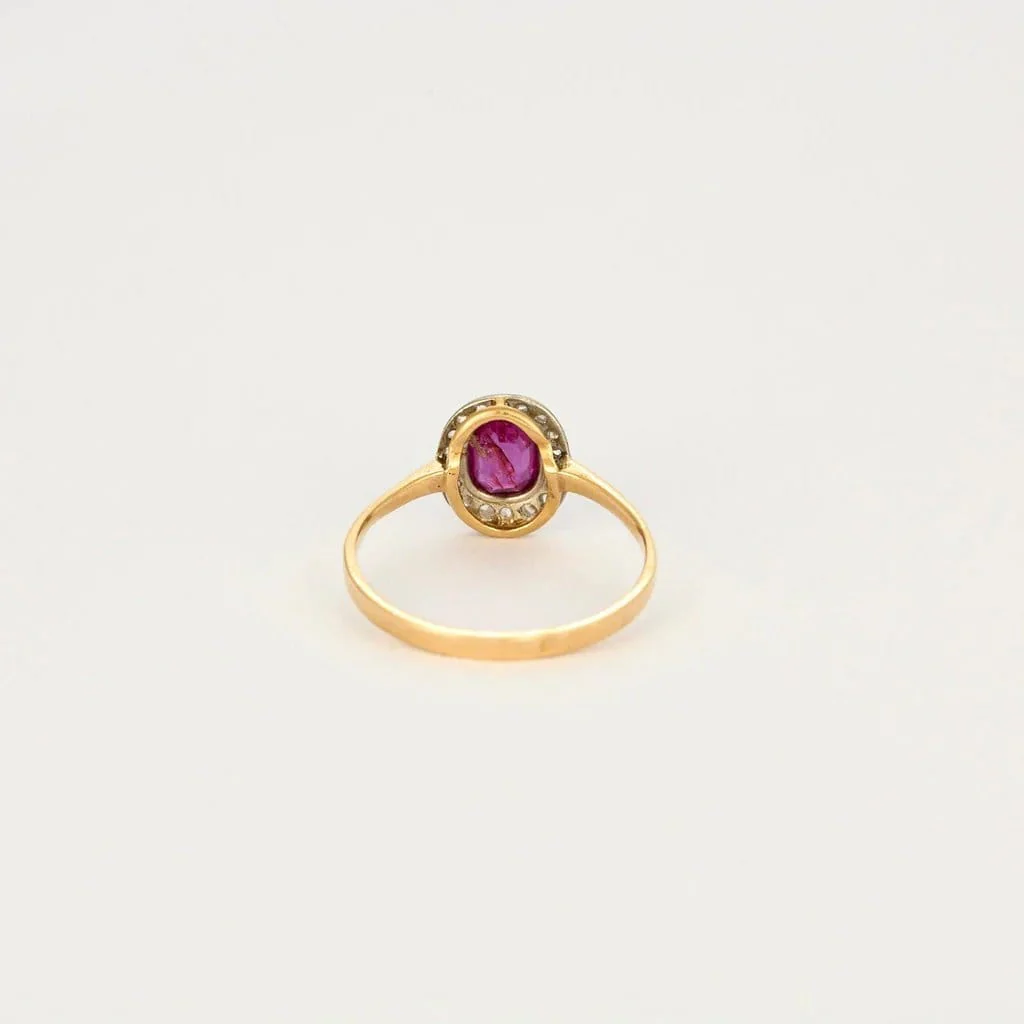 Yellow gold ruby diamond ring - Image 6