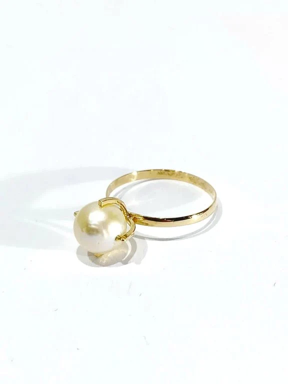 Yellow gold and pearl ring - Image 11