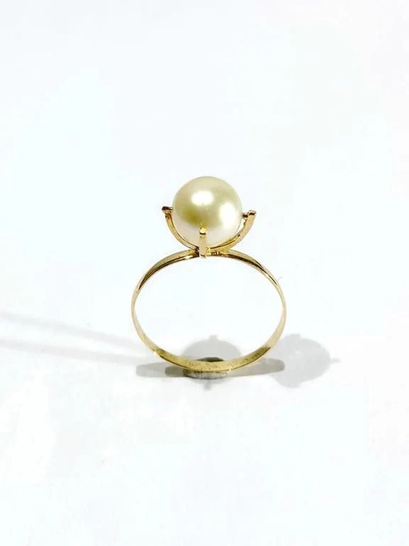 Yellow gold and pearl ring - Image 4