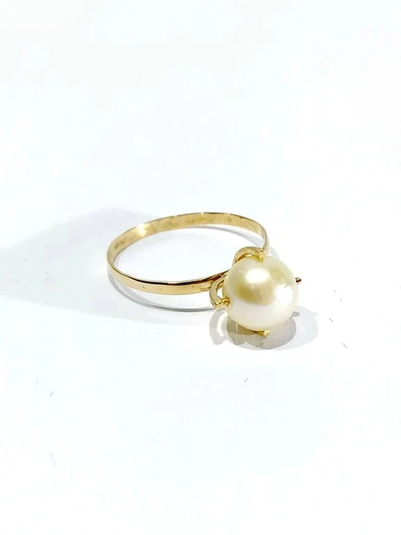 Yellow gold and pearl ring - Image 6