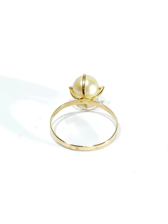 Yellow gold and pearl ring - Image 8