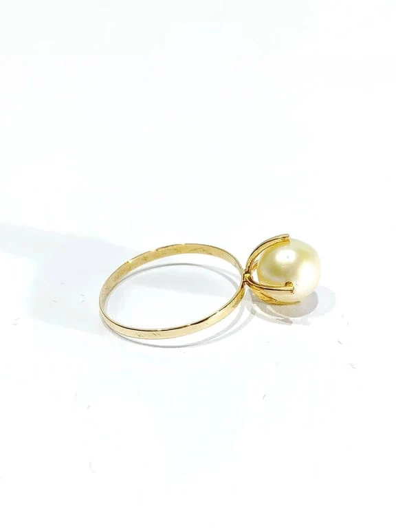 Yellow gold and pearl ring - Image 9