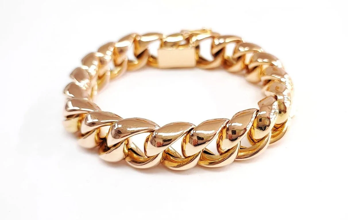 Yellow gold square link bracelet