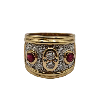 Diamond and ruby ring in 18k gold