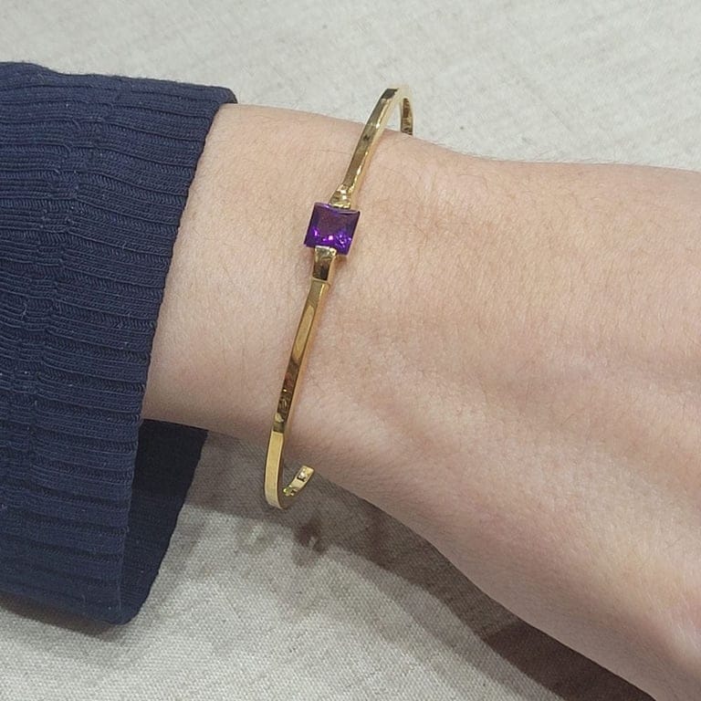 18k yellow gold bracelet and amethyst  - Image 2