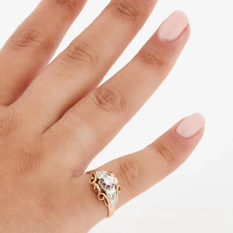 Two Gold Ring with Diamonds - Image 2