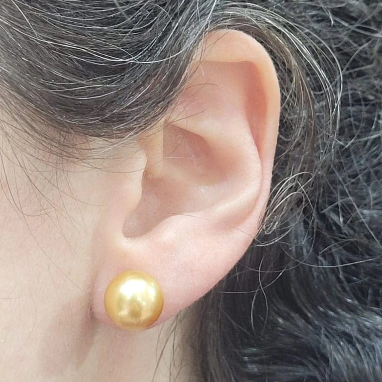 Earrings - Australian gold pearls 10.5-11 mm - Image 2