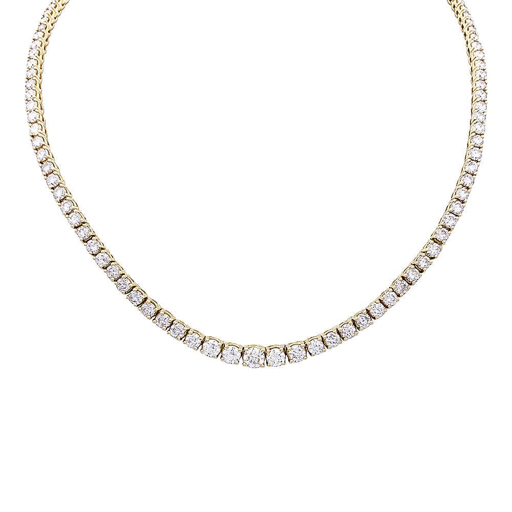 Yellow gold river necklace, diamonds.