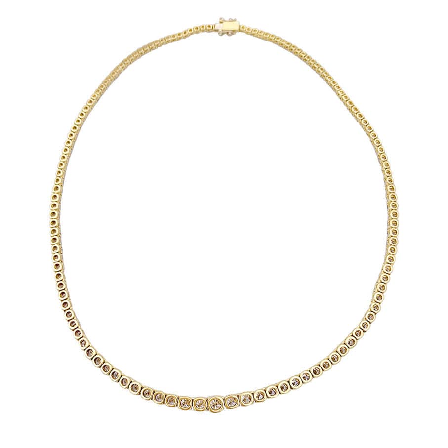 Yellow gold river necklace, diamonds. - Image 3