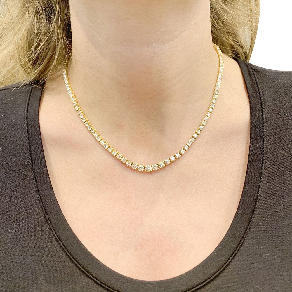 Yellow gold river necklace, diamonds. - Image 6