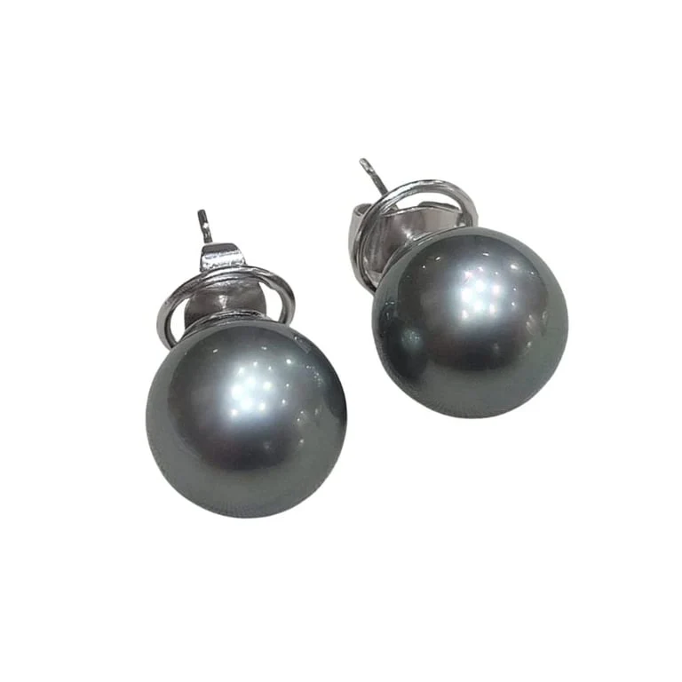 Tahitian pearl earrings in 18k white gold