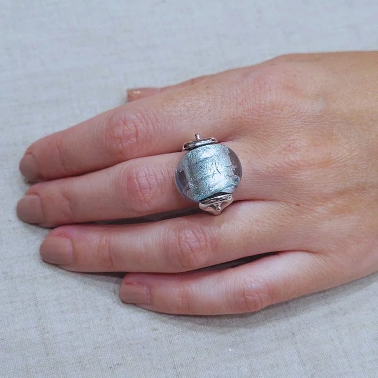 White gold and Murano ring  - Image 10