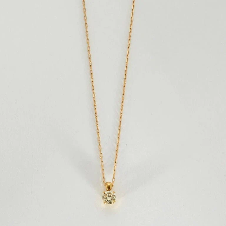 Solitaire yellow gold necklace - Image 2