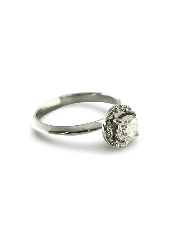 Solitaire ring in white gold and diamonds 0.59 ct - Image 3
