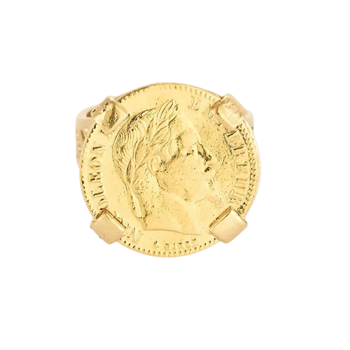 Yellow gold Coin Holder Ring 