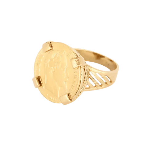 Yellow gold Coin Holder Ring  - Image 3