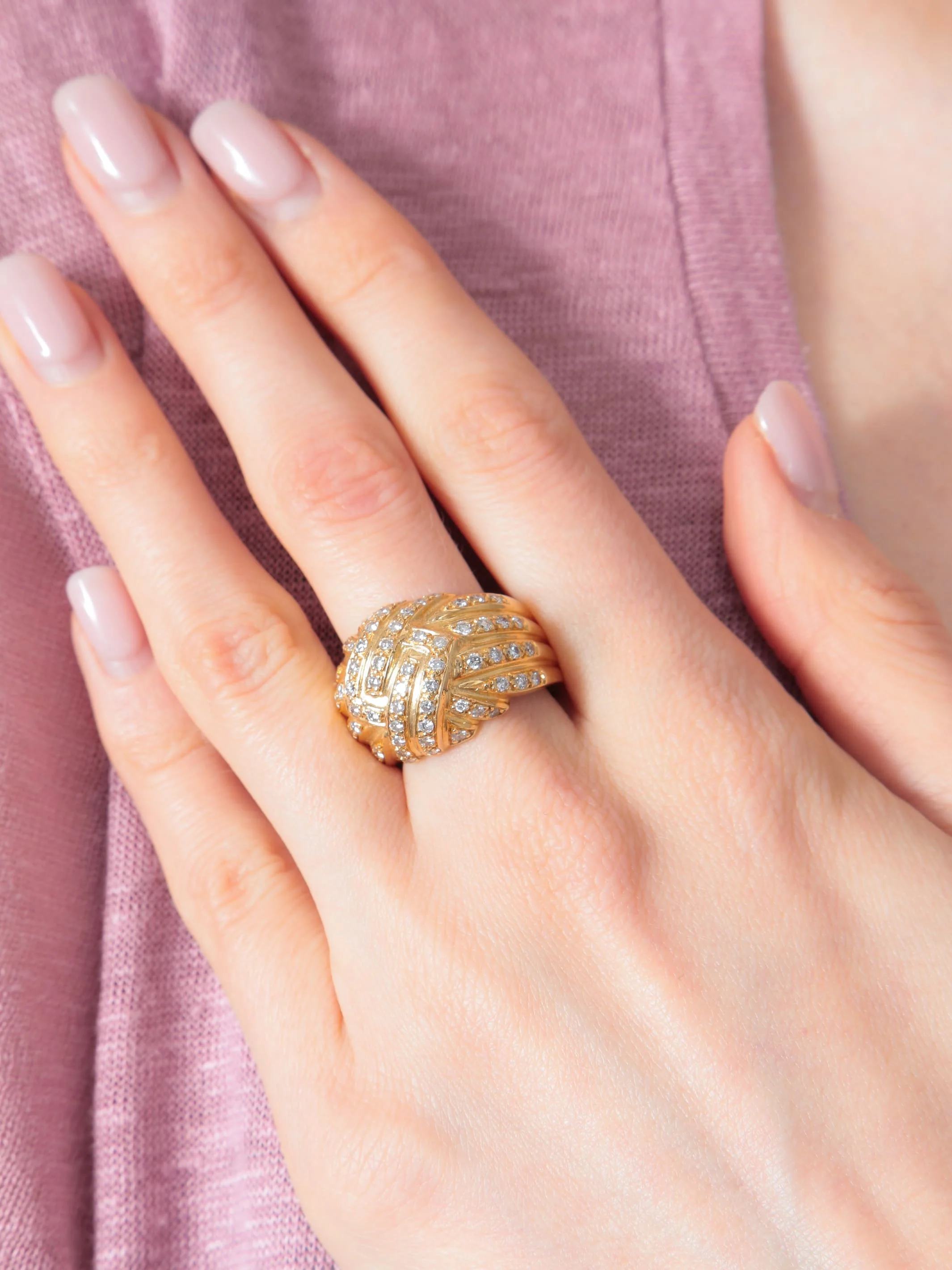 Dome Ring Yellow Gold Diamonds