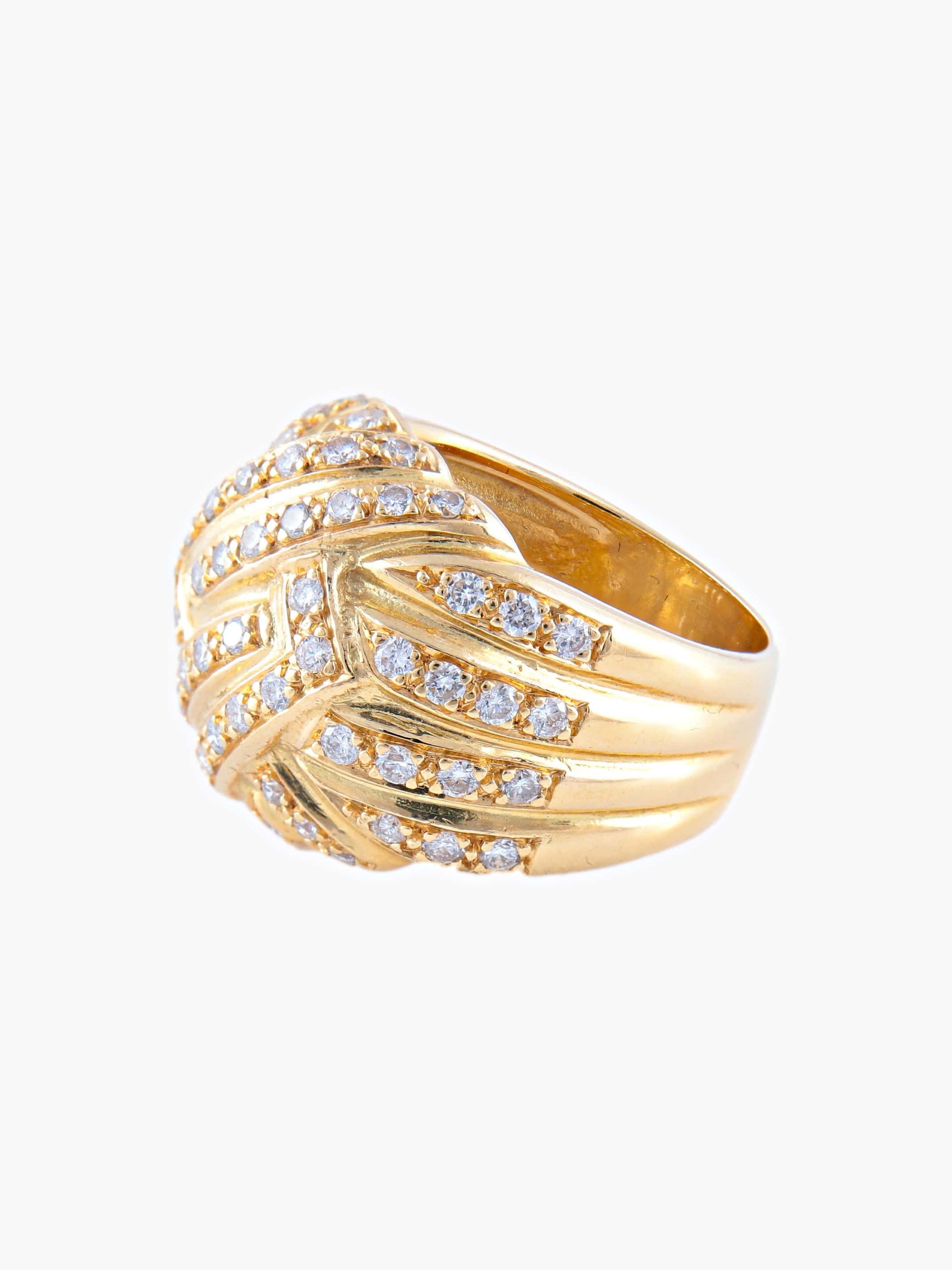 Dome Ring Yellow Gold Diamonds - Image 4