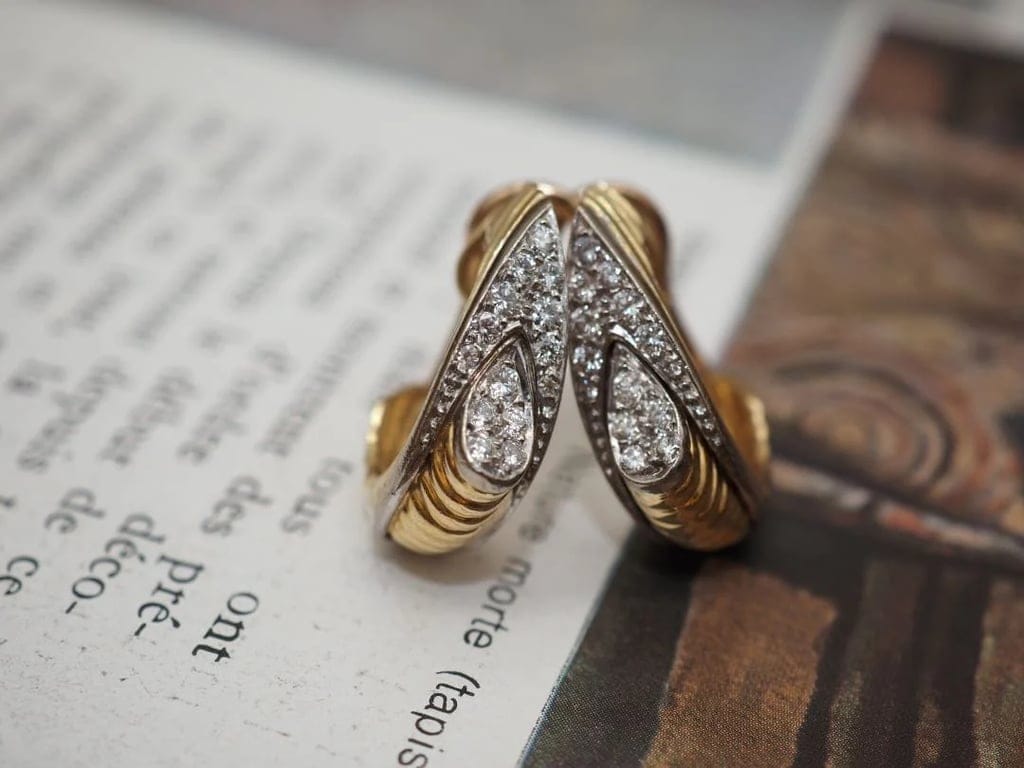 Retro gold diamond earring - Image 2