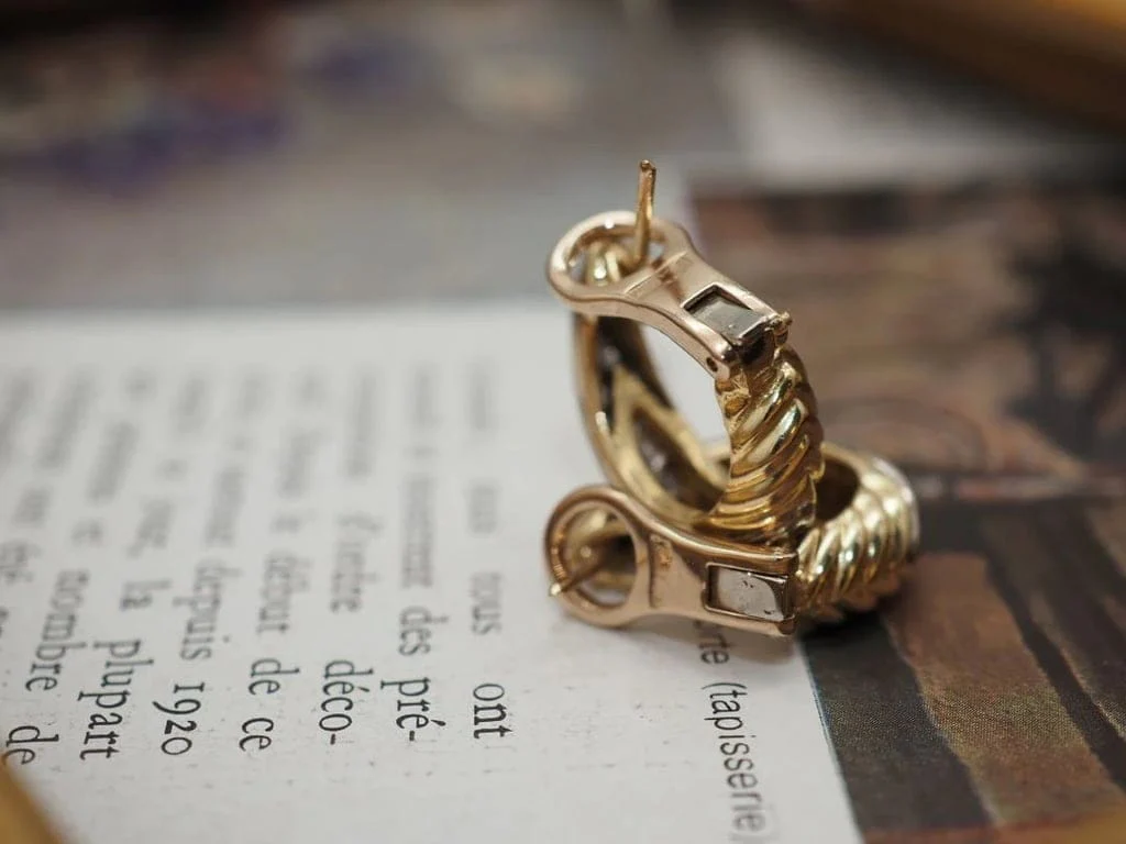 Retro gold diamond earring - Image 5