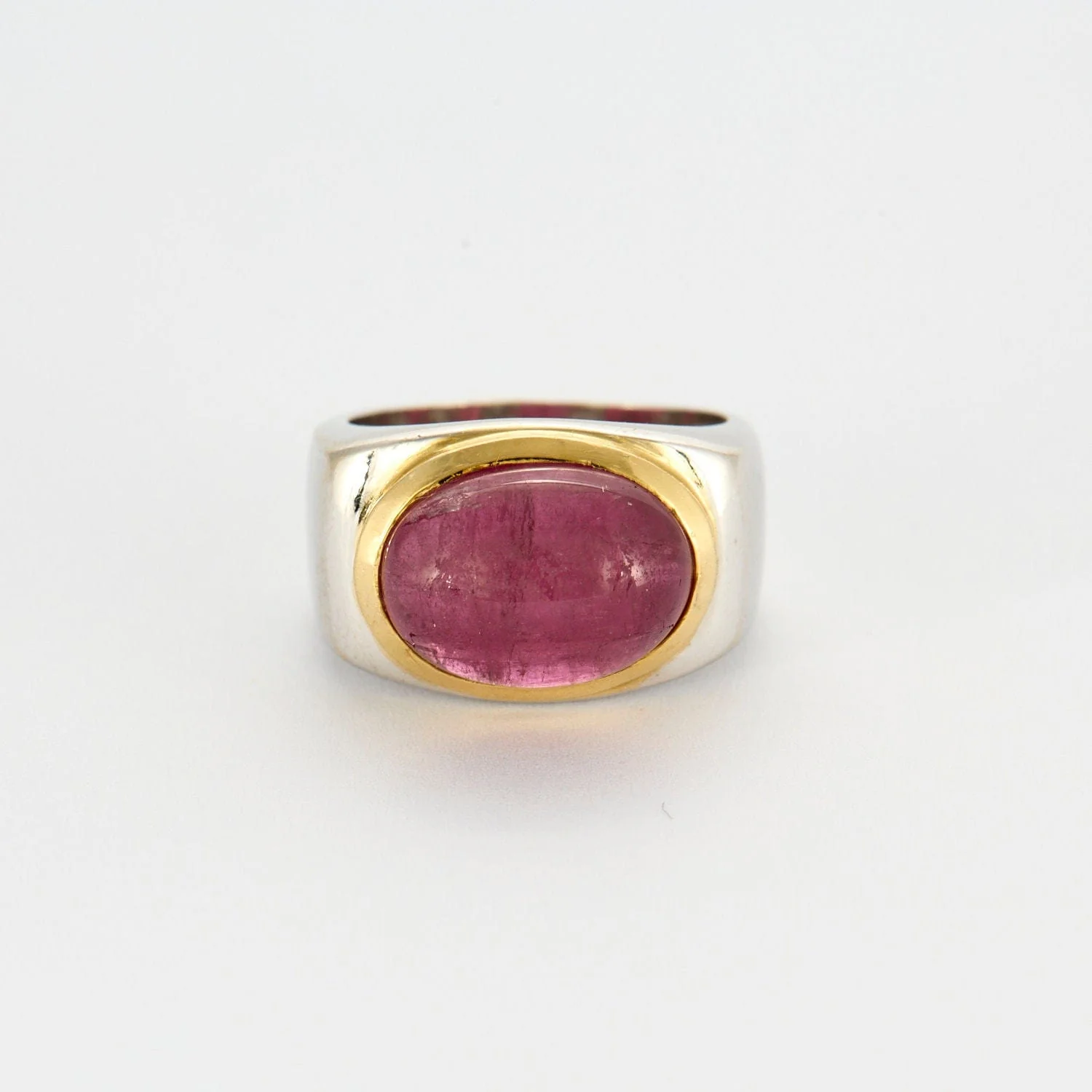 Yellow and white gold ring with pink tourmaline