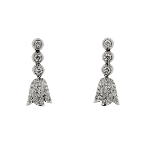 White gold dangling earrings with diamonds 