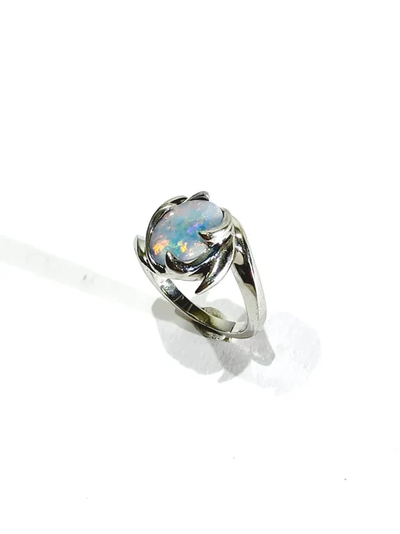 White gold and opal ring