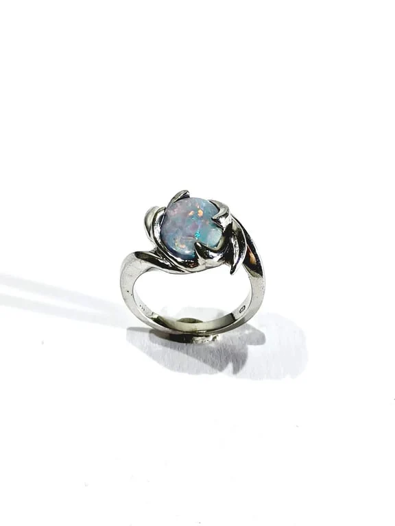 White gold and opal ring - Image 5
