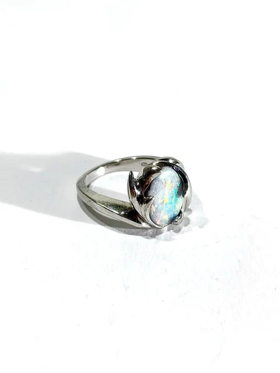 White gold and opal ring - Image 6