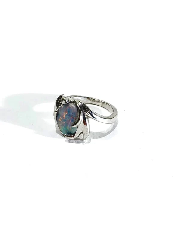 White gold and opal ring - Image 7