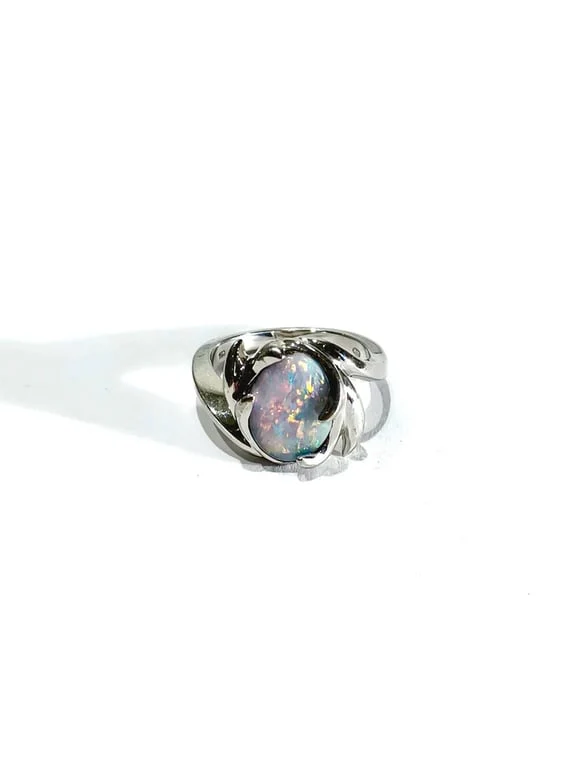 White gold and opal ring - Image 8