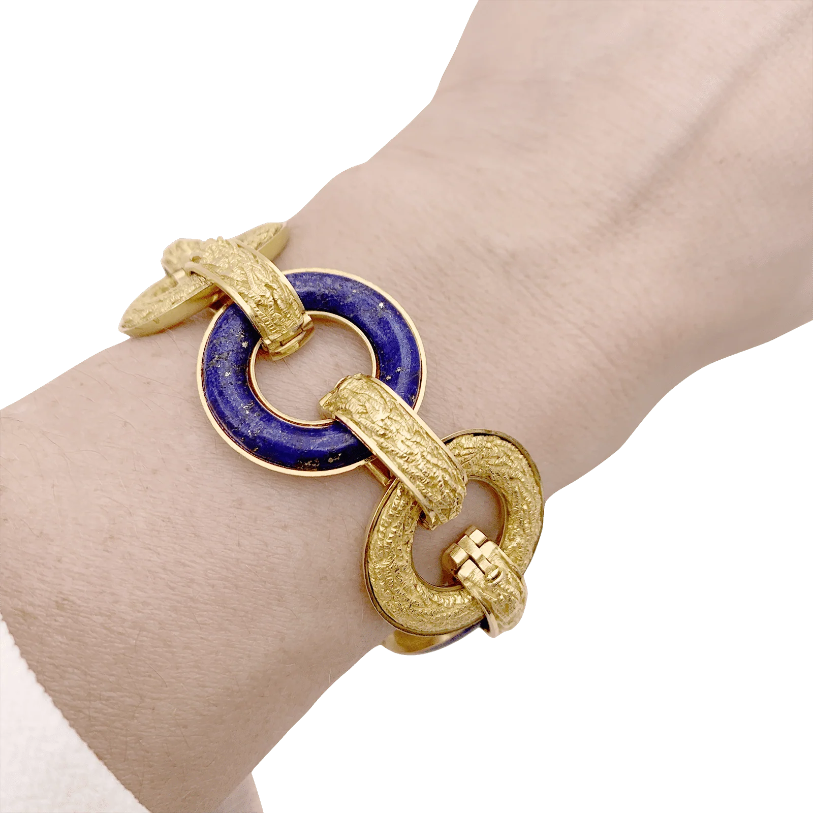 Yellow gold bracelet, lapis lazuli. - Image 5