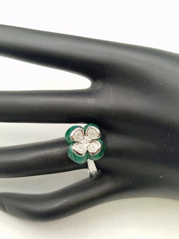 White gold, Malachite, Diamonds Ring - Image 3